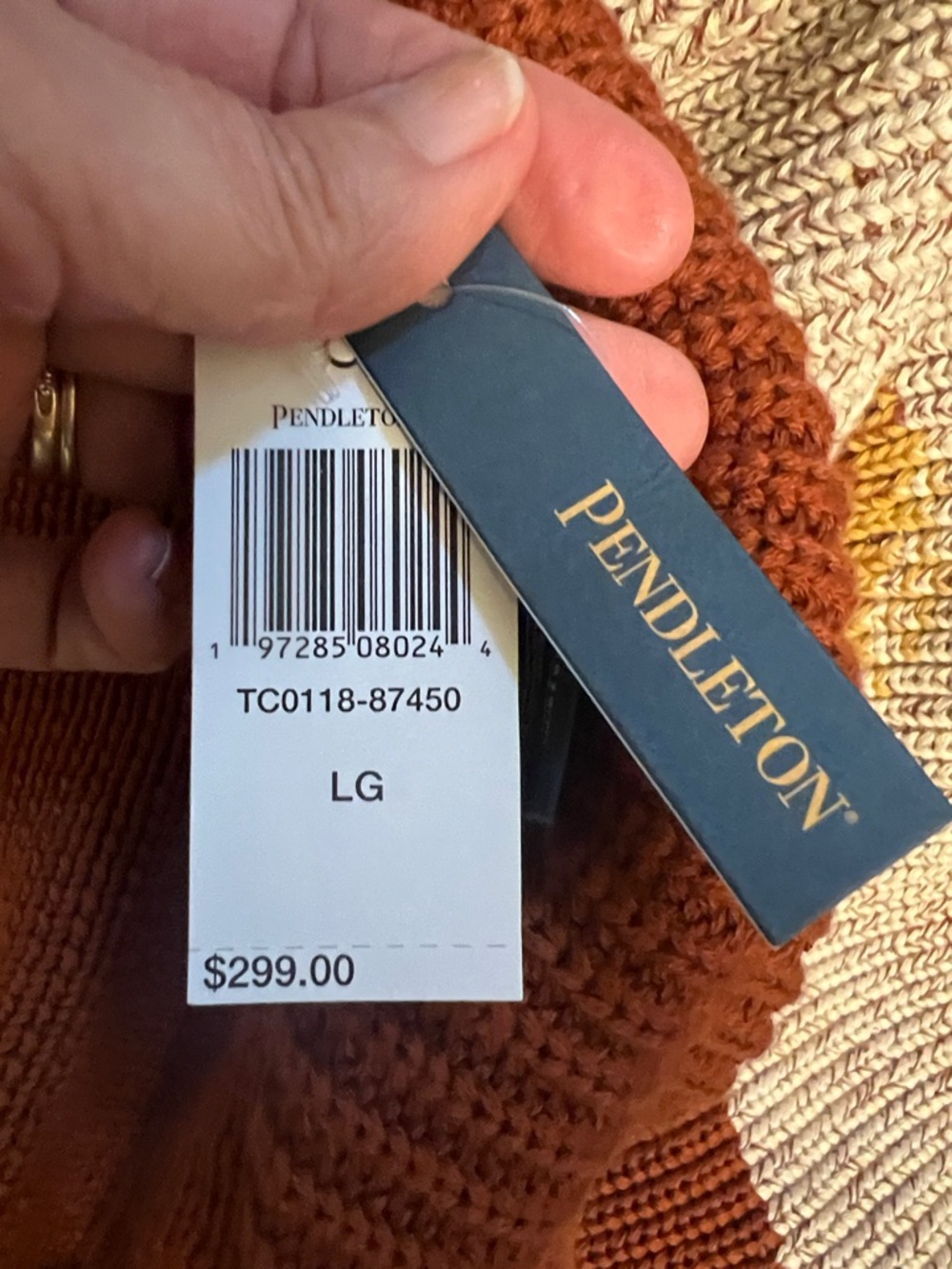 NWT Pendleton  women’s Cotton Heritage Shawl Collar Cardigan Sweater in Rust - Picture 11 of 14